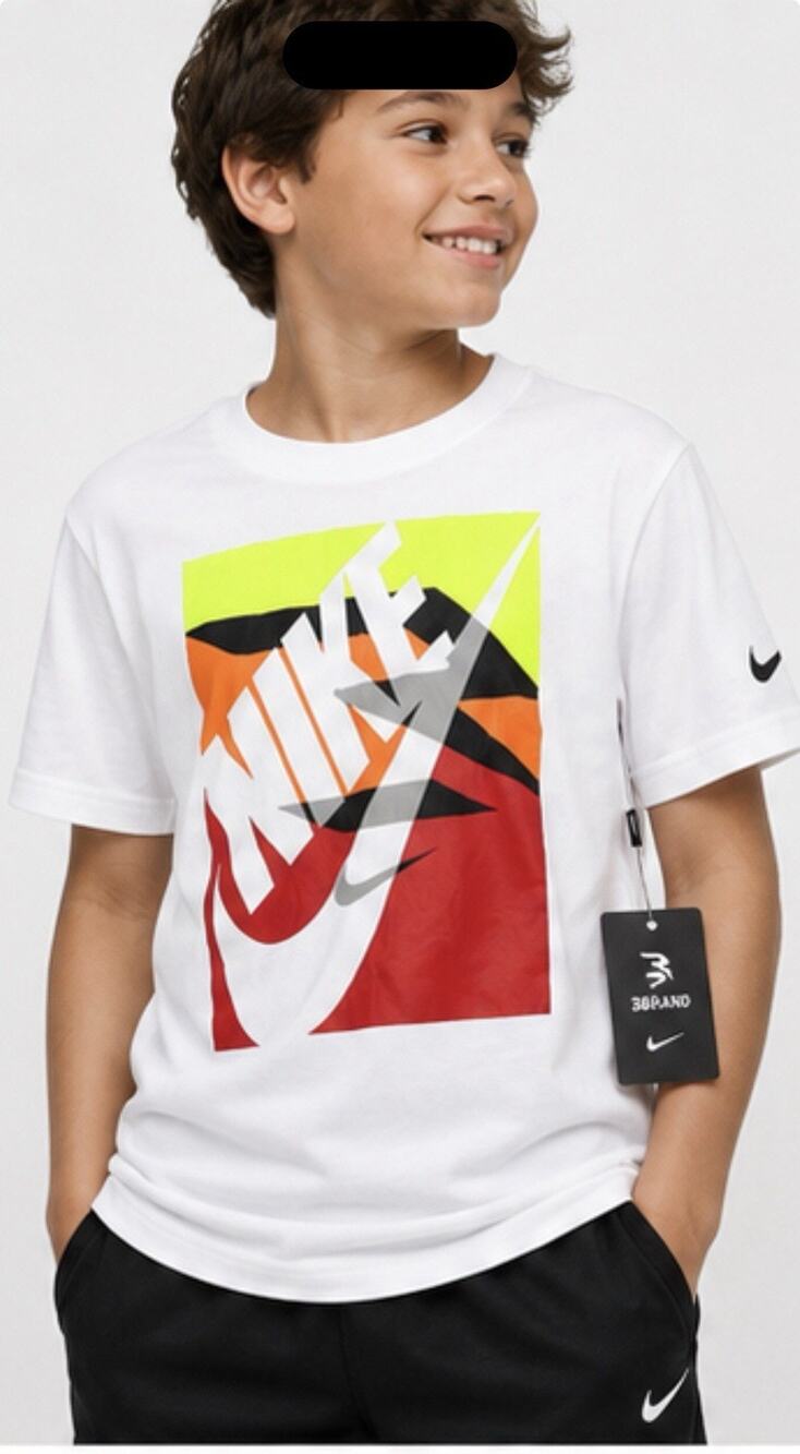 3BRAND Russell Wilson Nike Boys L White Graphic T-Shirt Swoosh NWT